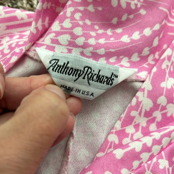 Vintage 80s 90s Anthony Richards Floral Tie Pink Dress - Picture 6 of 8